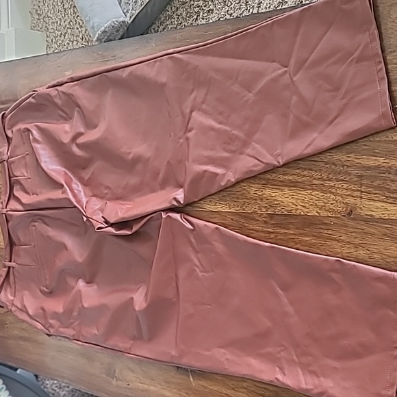 Express Faux Leather Red Straight Leg High Rise Pants Size Large - Picture 6 of 6